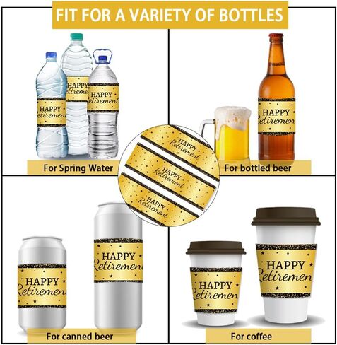 PH PandaHall 30pcs Retirement Water Bottle Labels, Happy Retirement Stickers, 8.5x2.5 inch in Saudi Arabia
