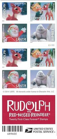 Rudolph The Red-Lindeer USPS Forever Stamps ، كتاب 20 in Saudi Arabia