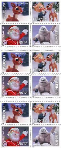 Rudolph The Red-Lindeer USPS Forever Stamps ، كتاب 20 in Saudi Arabia