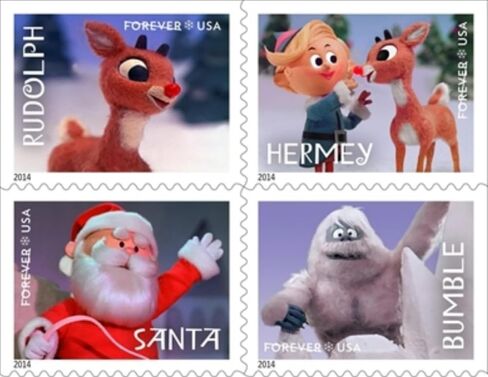 Rudolph The Red-Lindeer USPS Forever Stamps ، كتاب 20 in Saudi Arabia