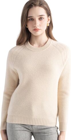 Chanyarn Women's 100% Cashmere Crewneck Long Sleeve Knit Sweater Soft Cozy Casual Wear Fall Winter​ Pullover Top in Kuwait