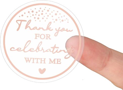 120 Pcs (10 Sheets) Thanks for Celebrating with Me Labels Rose Gold Foil Birthday Stickers, Personalized Package Favor Stickers Labels, Self Adhesive Clear Thank You Tags for Envelope Seal in Kuwait