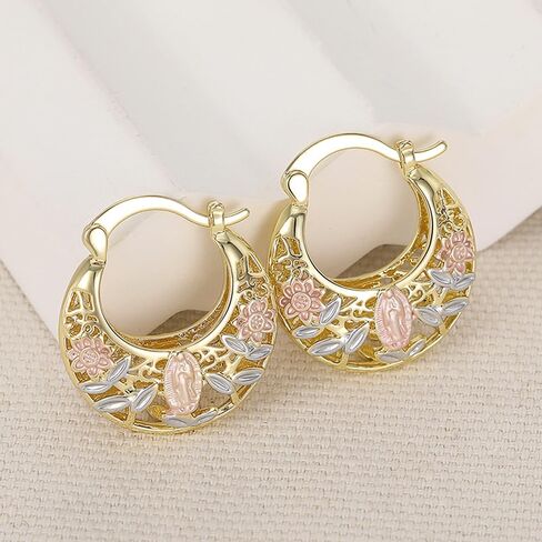 Aesthetic Pink Flower Floral Hoop Earrings for Women Creative Hollow Out Jewelry in Saudi Arabia