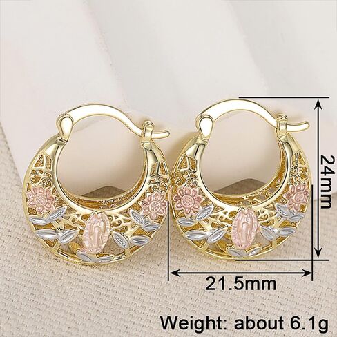 Aesthetic Pink Flower Floral Hoop Earrings for Women Creative Hollow Out Jewelry in Saudi Arabia