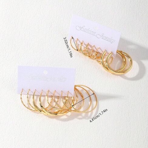 Women Gold Hoop Earrings Set, 8 Pairs Hypoallergenic Different Sizes Thin Thick Gold Plated Hoop Earrings Set for Jewelry Gifts in Saudi Arabia