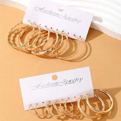 Women Gold Hoop Earrings Set, 8 Pairs Hypoallergenic Different Sizes Thin Thick Gold Plated Hoop Earrings Set for Jewelry Gifts in Saudi Arabia