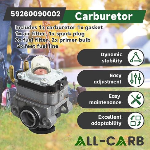 ALL-CARB 592-60090-00-2 Carburetor Replacement for Troy-Bilt TB465SS TB490SS Carburetor Replacement for Robin Subaru EH025 EH035 592 60090 00 2, 593 60140 00 Engine Carb in Saudi Arabia