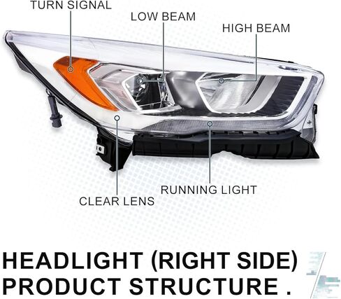 مجموعة مصابيح أمامية PENSUN تناسب 2017 2018 2019 Ford Escape الهالوجين العارض للمصابيح الأمامية مع LED DRL كروم الإسكان عدسة واضحة (جانب الركاب والسائق) in Kuwait