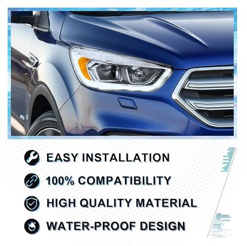مجموعة مصابيح أمامية PENSUN تناسب 2017 2018 2019 Ford Escape الهالوجين العارض للمصابيح الأمامية مع LED DRL كروم الإسكان عدسة واضحة (جانب الركاب والسائق) in Kuwait