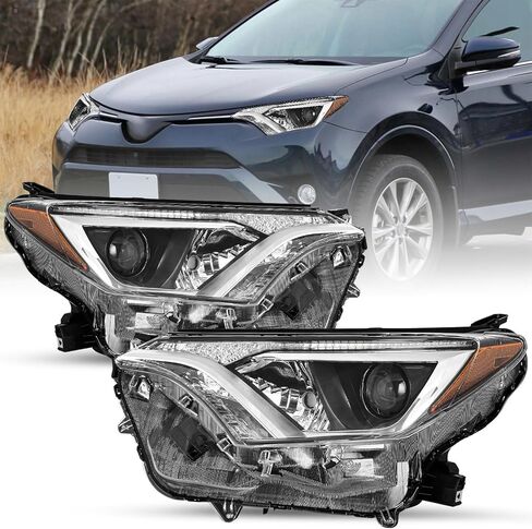 SOCKIR Halogen Headlight Assembly Fit for 2016 2017 2018 RAV4 OE Style Headlamp Replacement Left Driver and Right Passenger Side, Not Fit for LED Model in Saudi Arabia