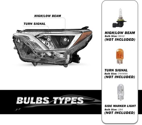 SOCKIR Halogen Headlight Assembly Fit for 2016 2017 2018 RAV4 OE Style Headlamp Replacement Left Driver and Right Passenger Side, Not Fit for LED Model in Saudi Arabia