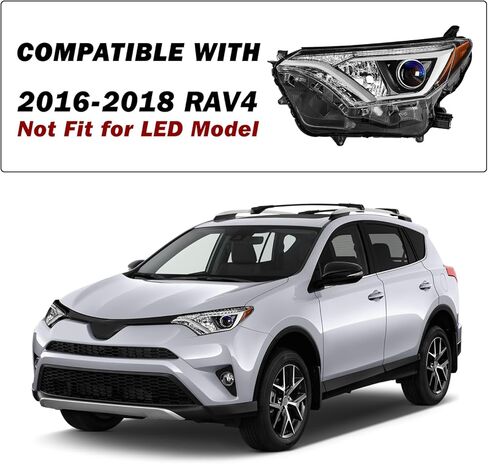 SOCKIR Halogen Headlight Assembly Fit for 2016 2017 2018 RAV4 OE Style Headlamp Replacement Left Driver and Right Passenger Side, Not Fit for LED Model in Saudi Arabia