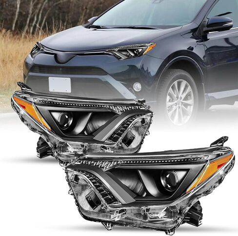 SOCKIR Halogen Headlight Assembly Fit for 2016 2017 2018 RAV4 OE Style Headlamp Replacement Left Driver and Right Passenger Side, Not Fit for LED Model in Saudi Arabia