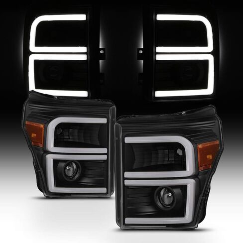 AKKON - For 2011-16 Ford Super Duty F-250/F-350/F-450 LED Daytime Running Lamp Bar Projector Headlights Black Housing Clear Len in Kuwait