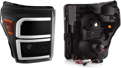 AKKON - For 2011-16 Ford Super Duty F-250/F-350/F-450 LED Daytime Running Lamp Bar Projector Headlights Black Housing Clear Len in Kuwait