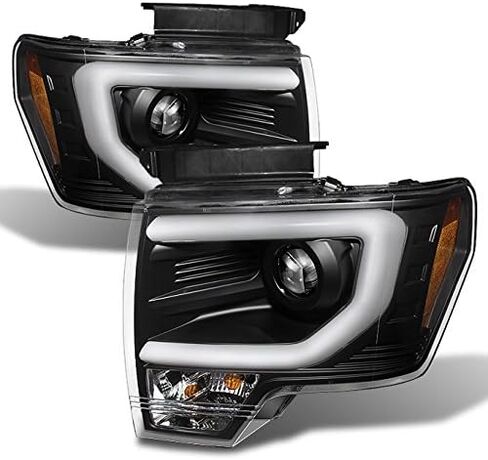 AKKON - For 09-14 Ford F150 Pickup Black Housing DRL Daylight LED Strip Halogen Type Projector Headlights Lamps in Kuwait