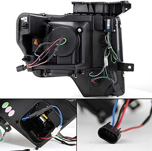 AKKON - For 09-14 Ford F150 Pickup Black Housing DRL Daylight LED Strip Halogen Type Projector Headlights Lamps in Kuwait