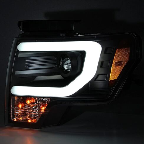 AKKON - For 09-14 Ford F150 Pickup Black Housing DRL Daylight LED Strip Halogen Type Projector Headlights Lamps in Kuwait