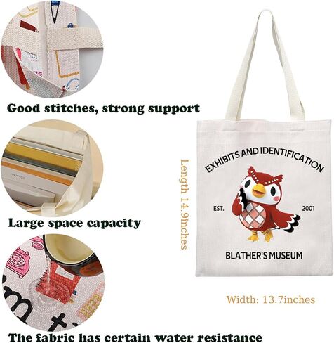 KUIYAI ACNH Merchandise Inspired Tote Bag Celeste Loves Gift Owl Shoulder Bag Animal Villagers Gift Video Gamer Canvas Bag (Blather’sMuseumToteS) in Saudi Arabia