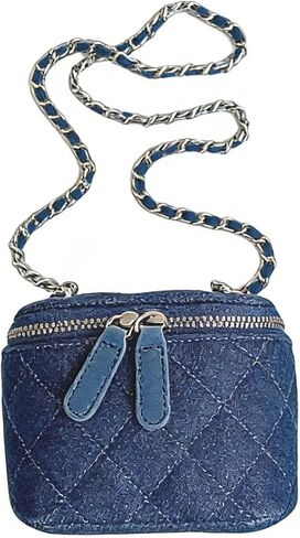 Mini Denim Crossbody Bag for Women Small Vintage Square Box Purse Jean Handbag Quilted Shoulder Messenger Bag in Saudi Arabia