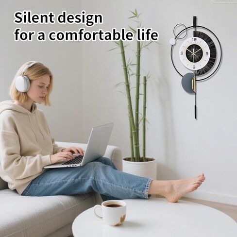 SIN&MI Large Wall Clocks for Living Room,Silent Non-Ticking Quartz Battery Operated,Modern Decorative Wall Clock for Kitchen Bathroom Bedroom Home Wall Decor,14.5x28.3inch in Saudi Arabia