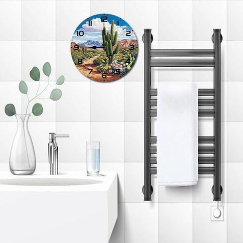 الصبار الصحراء مشهد المطبخ المنزل 10 بوصة صامت خمر تصميم ساعة حائط مستديرة الأرقام تصميم غير موقوتة الساعات الرجعية ديكور المنزل ساعة مكتب in Saudi Arabia