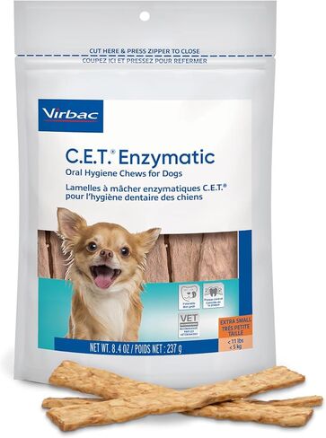 C.E.T. Enzymatic Oral Hygiene Chews for Dogs - Plaque & Tartar Control - Single Layer Beefhide with Exclusive Dual-Enzyme System & Tasty Chicken Flavor - Easy to Give Dog Dental Chew in Kuwait