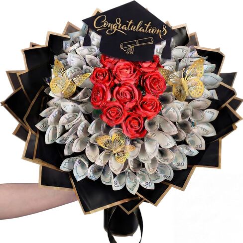 127 Pcs Graduation Gifts Money Flower Bouquet Class of 2025 Money Gift Ideas for Women Girl Boy Him Daughter Son DIY Bouquets Filled with Folded Bills Gift for College Middle High School in Kuwait