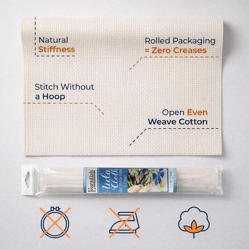 أساسيات القماش للفنون الترفيهية Aida ، 11 عدد ، نسيج غرز Cream Cross ، نسيج التطريز ، مستلزمات غرزة متقاطعة لصياغة ، خياطة ، وخياطة مشاريع 30 × 36 in Kuwait