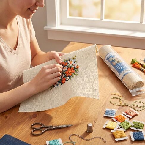 أساسيات القماش للفنون الترفيهية Aida ، 11 عدد ، نسيج غرز Cream Cross ، نسيج التطريز ، مستلزمات غرزة متقاطعة لصياغة ، خياطة ، وخياطة مشاريع 30 × 36 in Kuwait