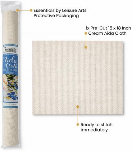 أساسيات القماش للفنون الترفيهية Aida ، 11 عدد ، نسيج غرز Cream Cross ، نسيج التطريز ، مستلزمات غرزة متقاطعة لصياغة ، خياطة ، وخياطة مشاريع 30 × 36 in Kuwait