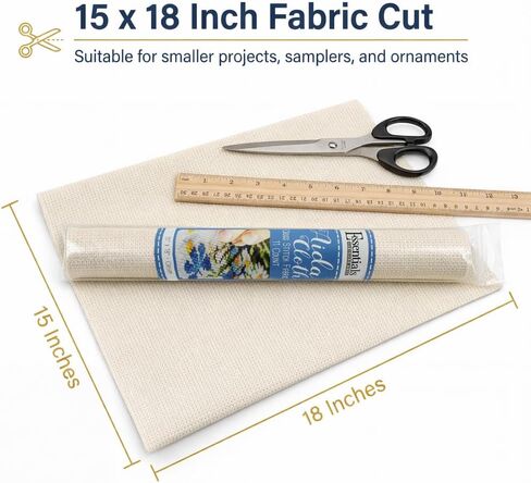 أساسيات القماش للفنون الترفيهية Aida ، 11 عدد ، نسيج غرز Cream Cross ، نسيج التطريز ، مستلزمات غرزة متقاطعة لصياغة ، خياطة ، وخياطة مشاريع 30 × 36 in Kuwait