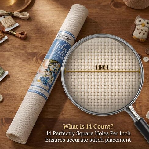 أساسيات القماش للفنون الترفيهية Aida ، 11 عدد ، نسيج غرز Cream Cross ، نسيج التطريز ، مستلزمات غرزة متقاطعة لصياغة ، خياطة ، وخياطة مشاريع 30 × 36 in Kuwait