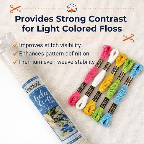 أساسيات القماش للفنون الترفيهية Aida ، 11 عدد ، نسيج غرز Cream Cross ، نسيج التطريز ، مستلزمات غرزة متقاطعة لصياغة ، خياطة ، وخياطة مشاريع 30 × 36 in Kuwait