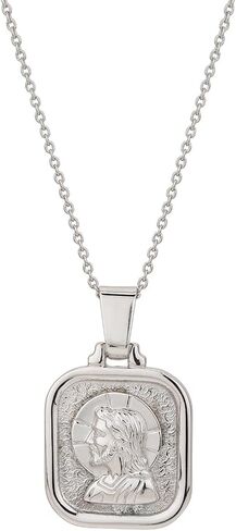 Vanbelle Sterling Silver - Rhodium Plated with 925 Stamp - Jesus Medal Pendant Necklace - Elegant Handcrafted Necklace for Men and Women - 18" Long + 2" Extender in Saudi Arabia
