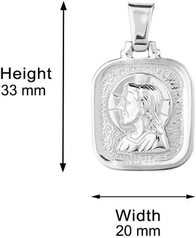 Vanbelle Sterling Silver - Rhodium Plated with 925 Stamp - Jesus Medal Pendant Necklace - Elegant Handcrafted Necklace for Men and Women - 18" Long + 2" Extender in Saudi Arabia