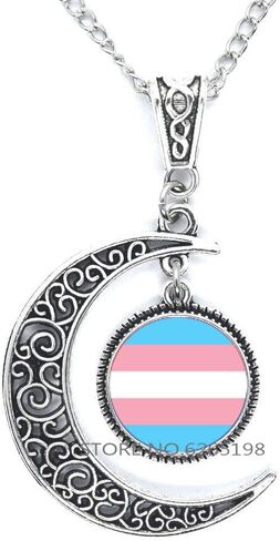 Gxoloa Transgender Pride Necklace,Transgender Flag,Transgender Jewelry, LGBTQ Necklace,Pride Jewelry,N186 in Kuwait