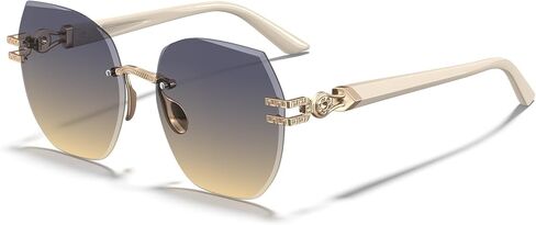 نظارات شمسية نسائية عصرية بدون إطار من STGATN، ظلال مصممة للحماية من الأشعة فوق البنفسجية، نظارات شمسية أنيقة بدون إطار من قطع الماس ST7703 in Kuwait