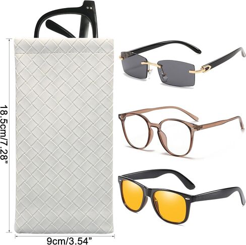 DIYOMR 4 Packs Soft Glasses Cases,Portable Leather Cross Woven Eyeglass Case Squeeze Top Sunglass Organizer Pouch Bags for Women Men Kids in Kuwait