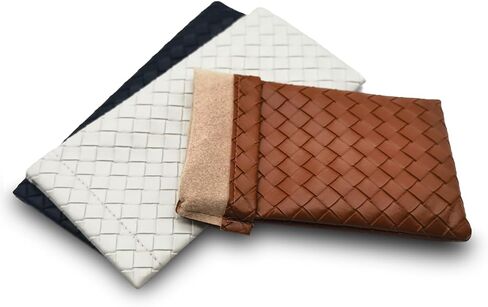 DIYOMR 4 Packs Soft Glasses Cases,Portable Leather Cross Woven Eyeglass Case Squeeze Top Sunglass Organizer Pouch Bags for Women Men Kids in Kuwait