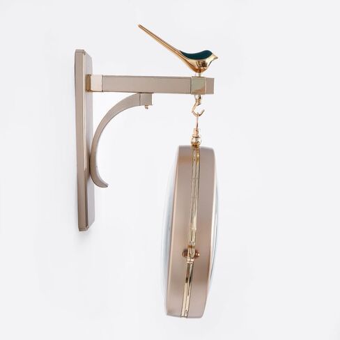 Double Sided Wall Clock with Bird Figurine – Vintage Roman Numerals, Decorative Metal and Glass Hanging Clock, Battery Operated for Living Room Decor (Green) in Saudi Arabia