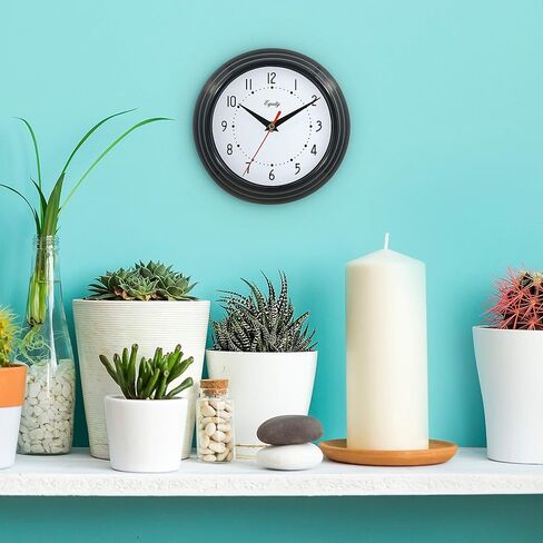 Equity 25013 8 Inch Black Basics Quartz Wall Clock in Kuwait