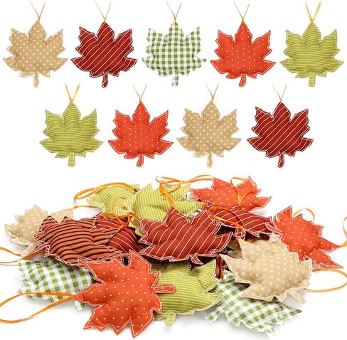Fall Trees Ornaments, 3D Fabric Cotton Maple Leaf Hanging Ornament, Thanksgiving Ornaments for Tree, 18Pcs Fall Tree Decoration, Fall Decoration for Home in Kuwait