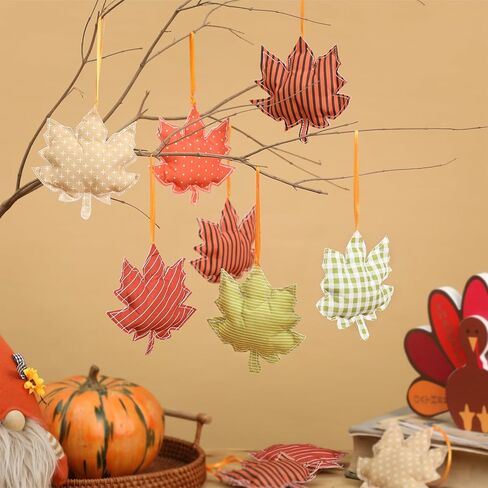 Fall Trees Ornaments, 3D Fabric Cotton Maple Leaf Hanging Ornament, Thanksgiving Ornaments for Tree, 18Pcs Fall Tree Decoration, Fall Decoration for Home in Kuwait
