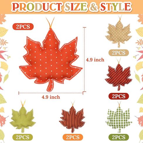 Fall Trees Ornaments, 3D Fabric Cotton Maple Leaf Hanging Ornament, Thanksgiving Ornaments for Tree, 18Pcs Fall Tree Decoration, Fall Decoration for Home in Kuwait