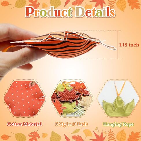 Fall Trees Ornaments, 3D Fabric Cotton Maple Leaf Hanging Ornament, Thanksgiving Ornaments for Tree, 18Pcs Fall Tree Decoration, Fall Decoration for Home in Kuwait