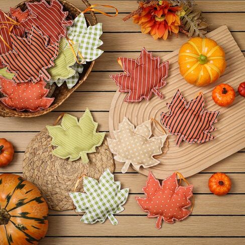 Fall Trees Ornaments, 3D Fabric Cotton Maple Leaf Hanging Ornament, Thanksgiving Ornaments for Tree, 18Pcs Fall Tree Decoration, Fall Decoration for Home in Kuwait