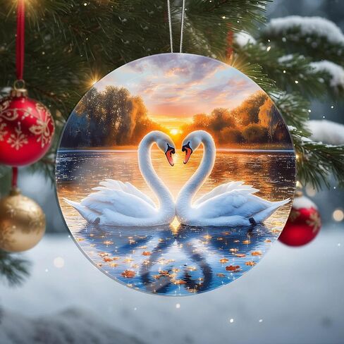 Bird Flower Christmas Ornaments Hanging, Holiday Decoration Acrylic Ornament Art, Car Interiors Decors, Christmas Tree Ornament Hanging Craft Collectibles for Home Party Gift 3.15x3.15 inch hh54 in Saudi Arabia