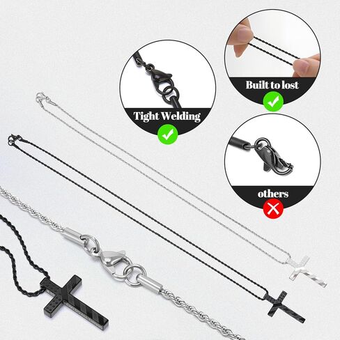 4 PCS American Flag Cross Necklace for Men, Stainless Steel Layered Pendant Chains with Bible Verse, Ideal for Communion, Confirmation, Father’s Day, Independence Day, Patriotic Christian Gift for Men in Kuwait