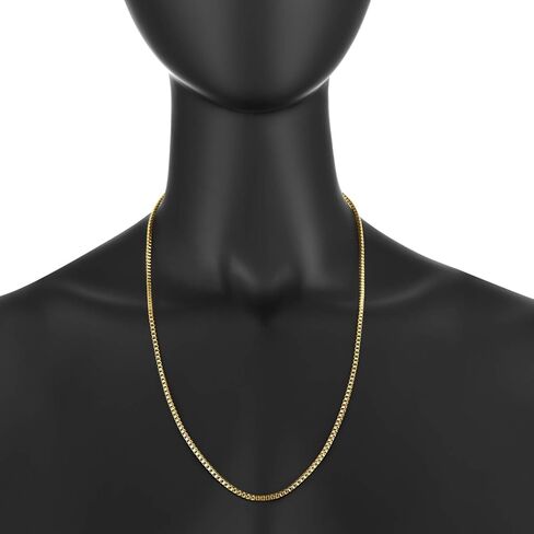 قلادة بسلسلة مربعة من الفولاذ المقاوم للصدأ مطلية بالذهب الأصفر عيار 2.5 مم من The Bling Factory 24 قيراط in Kuwait